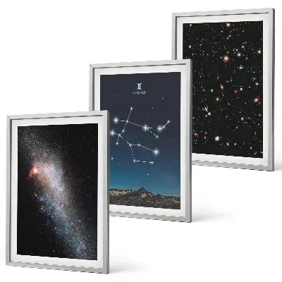 Gemini zodiac galaxy wall art three-piece set