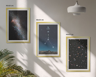 Set of 3 framed wall art pieces Space galaxy constellation Cancer