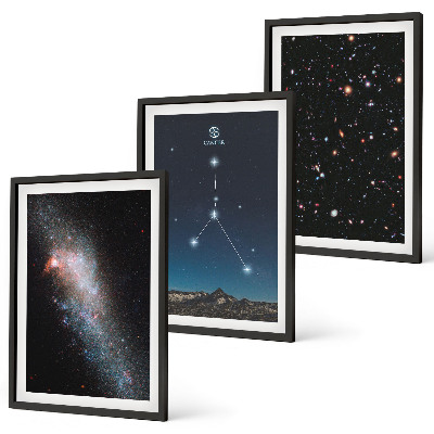 Set of 3 framed wall art pieces Space galaxy constellation Cancer