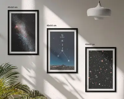 Space galaxy constellation Cancer wall art set of 3 framed pieces