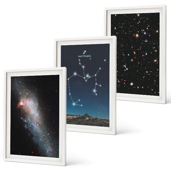 Three-piece wall art piece Galaxies constellations space Sagittarius