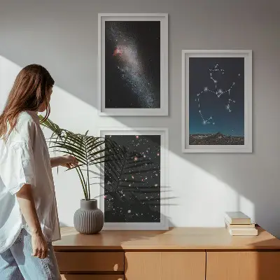 Sagittarius galaxies and constellations wall art three-piece set