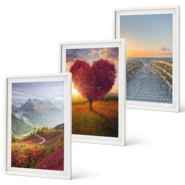 Wall art set Landscapes mountains tree heart pier