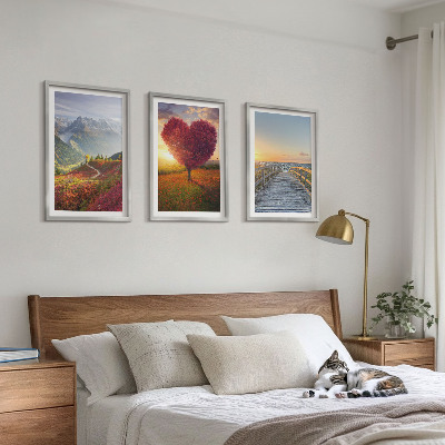 Wall art set Landscapes mountains tree heart pier