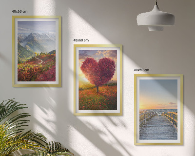 Wall art set Landscapes mountains tree heart pier
