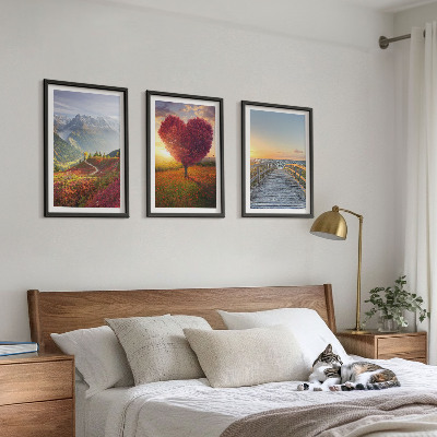 Wall art set Landscapes mountains tree heart pier