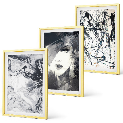 Three-piece wall art piece Abstract black and white patterns