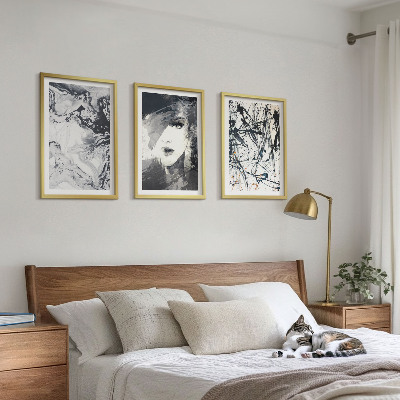 Three-piece wall art piece Abstract black and white patterns