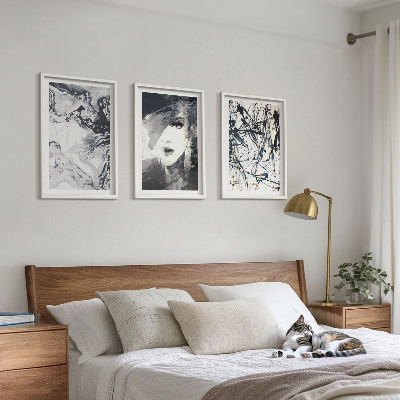 Three-piece wall art piece Abstract black and white patterns