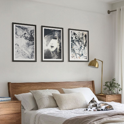 Three-piece wall art piece Abstract black and white patterns