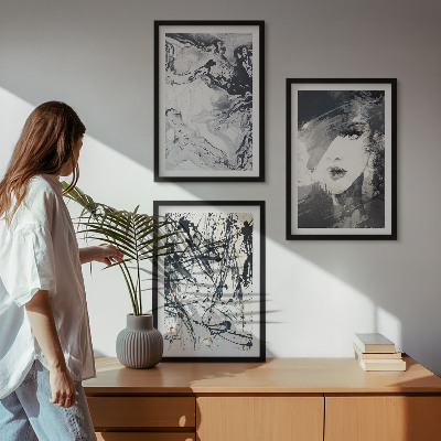 Three-piece wall art piece Abstract black and white patterns