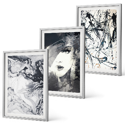 Three-piece wall art piece Abstract black and white patterns