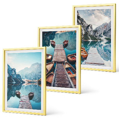 Wall art set Lake piers boats peace