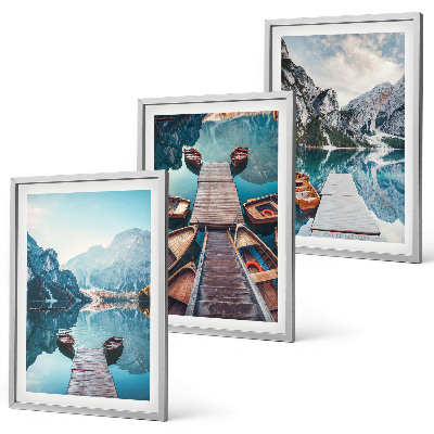 Wall art set Lake piers boats peace
