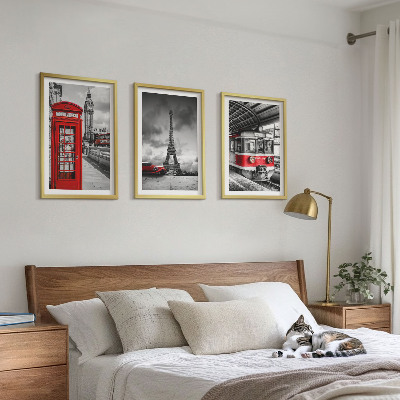 Wall art set Icons London Paris transport