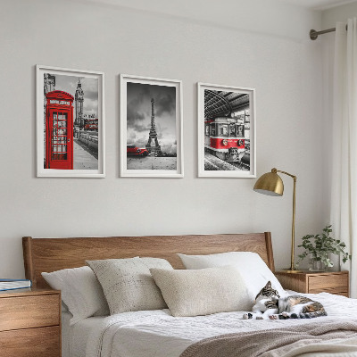 Wall art set Icons London Paris transport