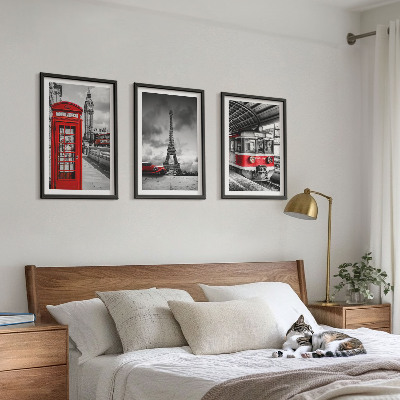 Wall art set Icons London Paris transport