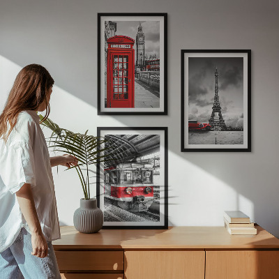 Wall art set Icons London Paris transport