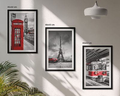 Wall art set Icons London Paris transport