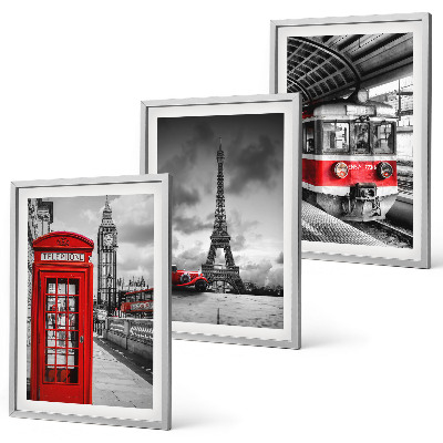 Wall art set Icons London Paris transport