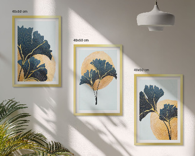 Wall art set Ginkgo leaves light background