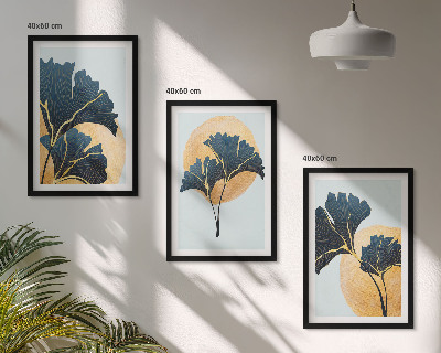 Wall art set Ginkgo leaves light background