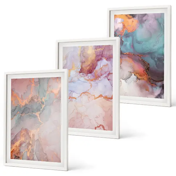 Abstract pastel patterns wall art set of 3 framed pieces