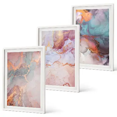 Abstract pastel patterns wall art set of 3 framed pieces