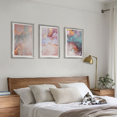 Set of 3 framed wall art pieces Abstract pastel patterns