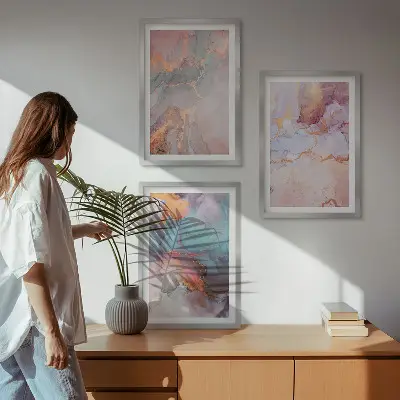 Abstract pastel patterns wall art set of 3 framed pieces