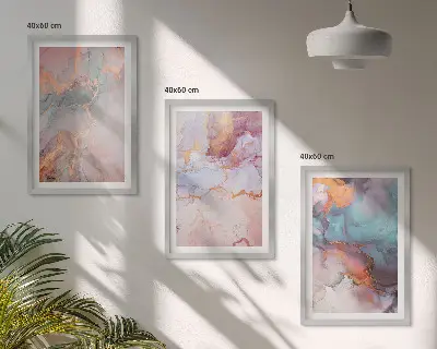 Abstract pastel patterns wall art set of 3 framed pieces