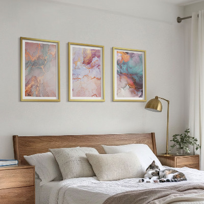 Set of 3 framed wall art pieces Abstract pastel patterns