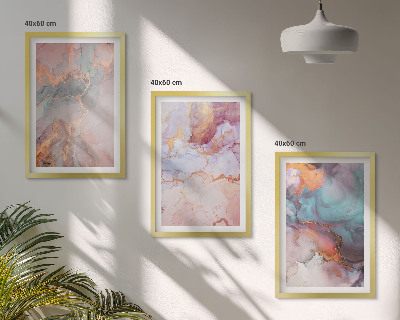 Set of 3 framed wall art pieces Abstract pastel patterns