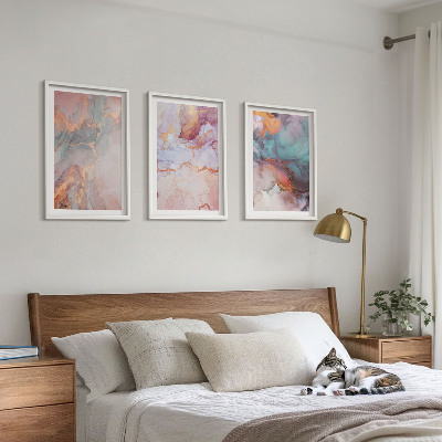 Set of 3 framed wall art pieces Abstract pastel patterns