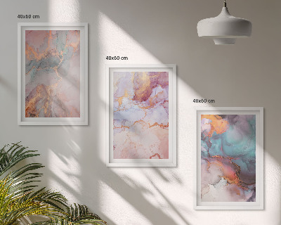 Set of 3 framed wall art pieces Abstract pastel patterns