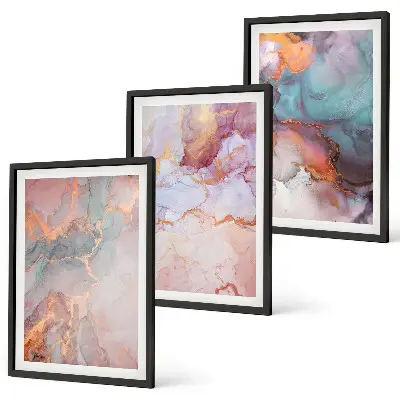 Abstract pastel patterns wall art set of 3 framed pieces