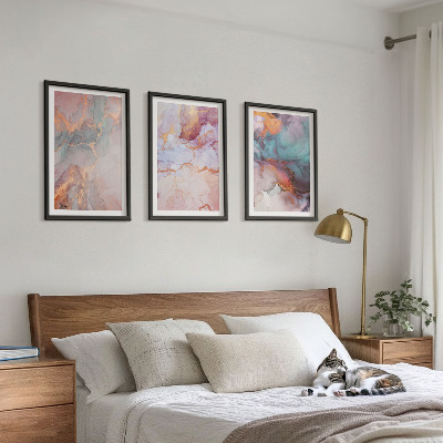 Set of 3 framed wall art pieces Abstract pastel patterns