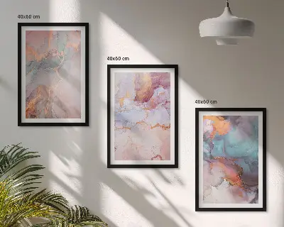 Abstract pastel patterns wall art set of 3 framed pieces