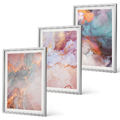Set of 3 framed wall art pieces Abstract pastel patterns
