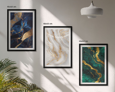 Set of 3 framed wall art pieces Abstract blue green patterns
