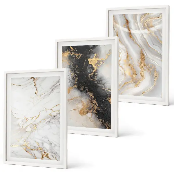 Wall art set abstract white and black patterns