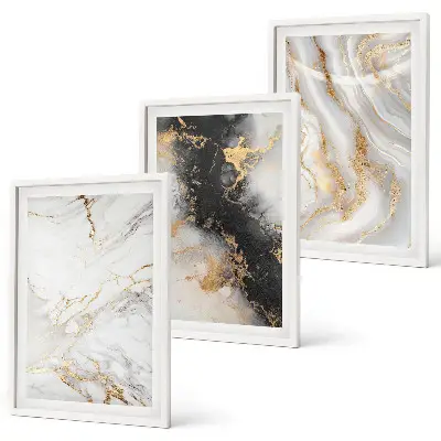 Wall art set abstract white and black patterns