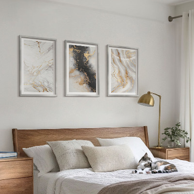 Wall art set Abstract white black patterns
