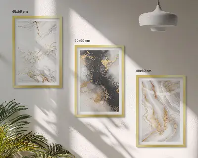 Wall art set abstract white and black patterns