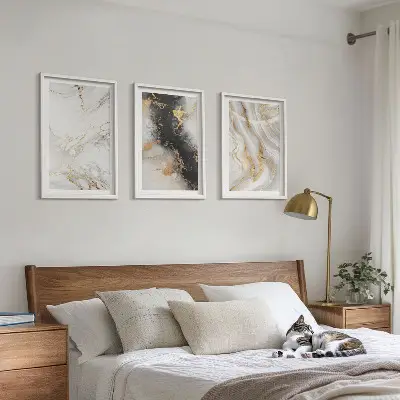 Wall art set abstract white and black patterns