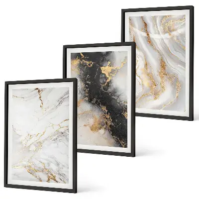 Wall art set abstract white and black patterns
