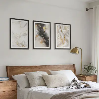 Wall art set abstract white and black patterns