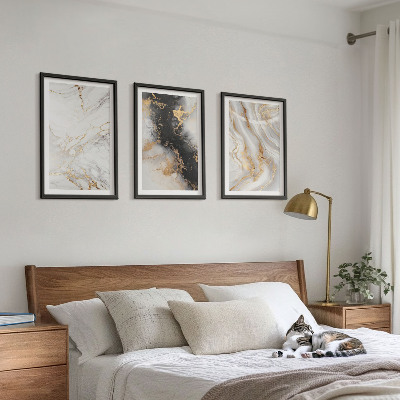 Wall art set Abstract white black patterns