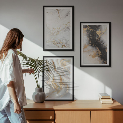 Wall art set Abstract white black patterns