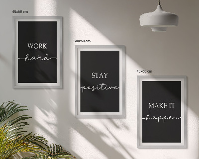 Three-piece wall art piece Elegant motifs on black